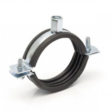 Хомут сантехнический крепежный трубный стальной оцинкованный с резиновой прокладкой Strongman 36х25 мм