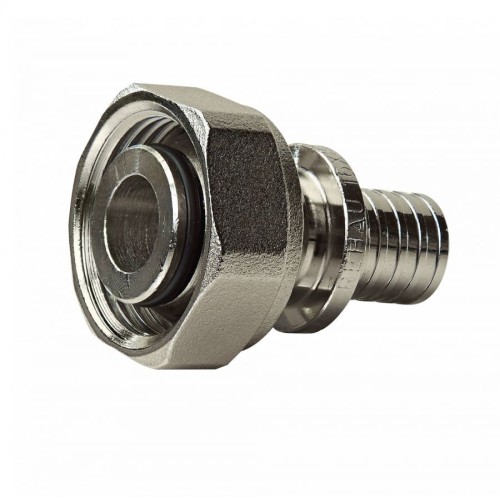 Соединитель латунный Дн 20-3/4" никелированный для PE-X труб под евроконус с накидной гайкой RAUTITAN Rehau в Москве