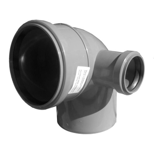 Отвод канализационный PP-H с выходом левый серый Дн 110-50 45гр б/нап в/к RTP (РосТурПласт) в Москве