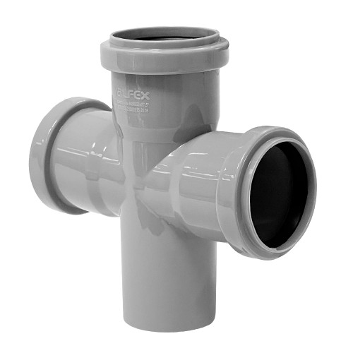 Крестовина PP-H одноплоскостная серая Дн 50-50-50 87гр б/нап в/к RTP (РосТурПласт) 2 в Москве