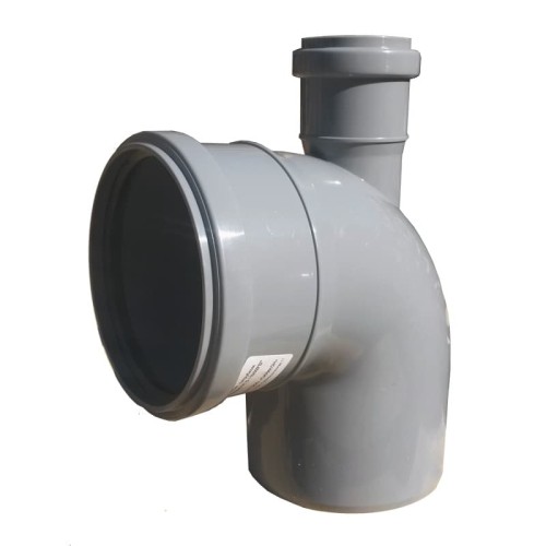 Отвод канализационный PP-H Дн 110-50 87гр с выходом фронтально-вверх серый б/нап в/к RTP (РосТурПласт) в Москве