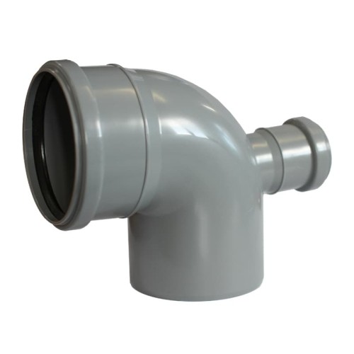 Отвод канализационный PP-H Дн 110-50 87гр с выходом фронтально-тыльный серый б/нап в/к RTP (РосТурПласт) в Москве