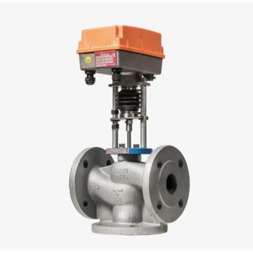 Клапан регулирующий чугуный смесительно-разделительный с электроприводом фланцевый 1,6 МПа TRV-3 Теплосила 80х310 мм в Москве