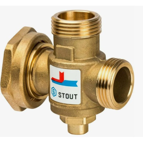 Клапан смесительный латунный термостатический с наружной резьбой для систем ГВС 1,0 МПа SVM-0125 STOUT 25 мм 1" в Москве