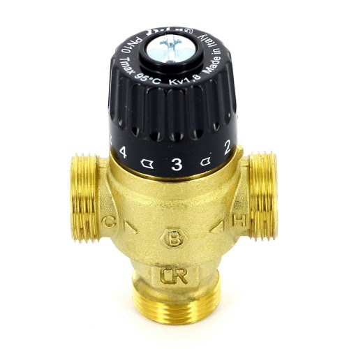 Клапан смесительный латунный термостатический трехходовой с наружной резьбой 0,5 МПа 353G Uni-Fitt 20 мм 3/4" в Москве
