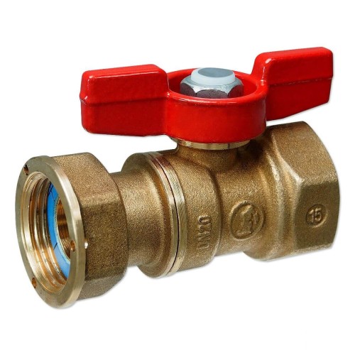 Кран шаровый латунный стандартнопроходной для счетчиков с ручкой-бабочкой НР-накидная гайка Ру 42 R254P Giacomini 15х71 мм 3/4" в Москве