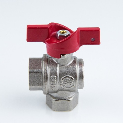 Кран запорный латунный угловой полнопроходной с ручкой-бабочкой ВР-американка Ру 40 BV.522 MVI 20 мм 3/4" в Москве