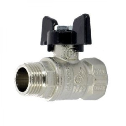 Кран запорный латунный полнопроходной с ручкой-бабочкой ВР-НР Ру 64 Bugatti 307 Bugatti 15 мм 1/2" в Москве