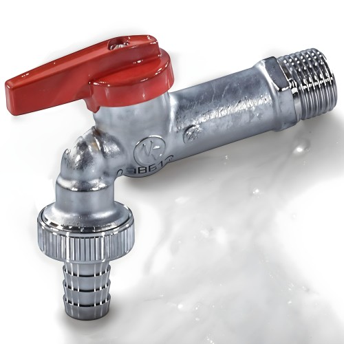 Кран водоразборный латунный стандартнопроходной с ручкой-бабочкой НР-штуцер Ру 10,5 R619 Giacomini 15 мм 1/2" в Москве