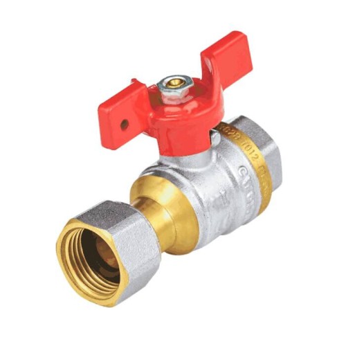 Кран запорный латунный полнопроходной с ручкой-бабочкой ВР-накидная гайка Ру 40 BV.530 MVI 15 мм 1/2" в Москве