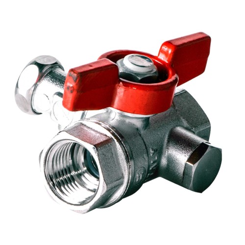 Кран шаровый латунный со спускником стандартнопроходной с ручкой-бабочкой ВР (ВН) Ру 42 R251S Giacomini 15х59 мм 1/2" в Москве