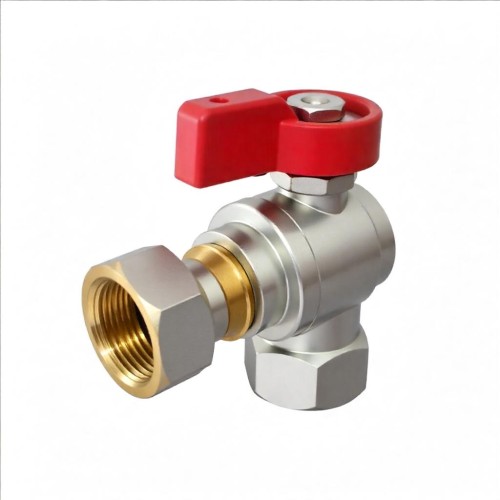 Кран шаровый латунный угловой полнопроходной с ручкой-флажком НР-накидная гайка Ру 16 R780 Giacomini 15х65 мм 1/2" в Москве