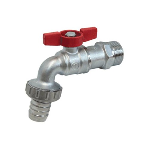 Кран водоразборный латунный стандартнопроходной с ручкой-бабочкой НР-штуцер Ру 10,5 R620 Giacomini 15х82 мм 1/2" в Москве