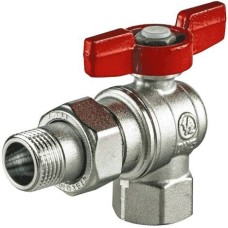 Кран шаровый латунный угловой полнопроходной с ручкой-бабочкой ВР-американка Ру 16 R789 Giacomini 15х79 мм 1/2"