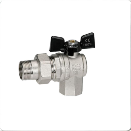 Кран шаровый латунный угловой полнопроходной с ручкой-бабочкой ВР-американка Ру 40 Bugatti 594 Bugatti 15 мм 1/2" в Москве