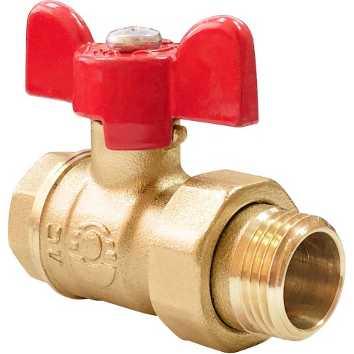 Кран запорный латунный полнопроходной с ручкой-бабочкой ВР-американка Ру 40 BV.520 MVI 15 мм 1/2" в Москве