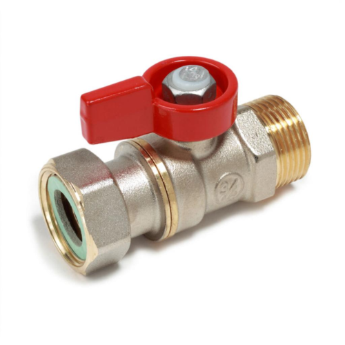 Кран запорный латунный стандартнопроходной с ручкой-флажком НР-накидная гайка Ру 16 R254 Giacomini 15х70 мм 1/2" в Москве