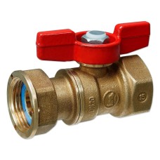 Кран запорный латунный стандартнопроходной для счетчиков с ручкой-бабочкой ВР-накидная гайка Ру 42 R251P Giacomini 20 мм 3/4"