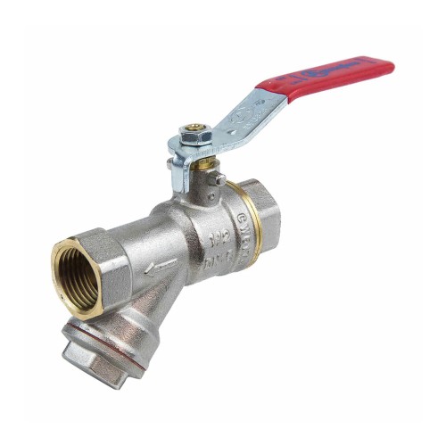 Кран запорный латунный с фильтром полнопроходной с ручкой-рычагом ВР (ВН) Ру 25 BV.631 MVI 20 мм 3/4" в Москве