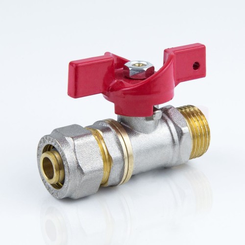 Кран запорный латунный полнопроходной с ручкой-бабочкой ВР-американка Ру 40 BVR-FR Ридан 20 мм 3/4" в Москве