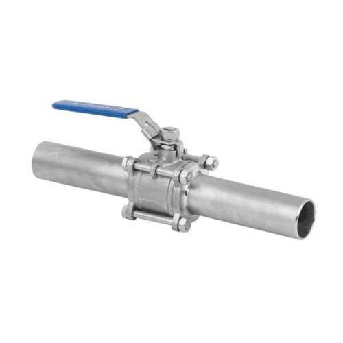 Кран запорный трехсоставной нержавеющий под приварку полнопроходной ручка-рычаг Ру 63 Benarmo 80 мм в Москве