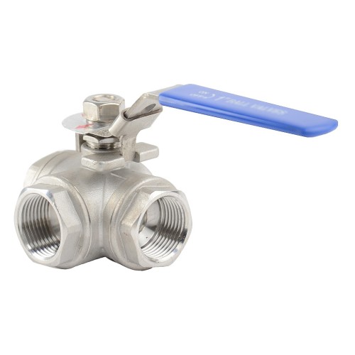 Кран запорный трехходовой Г-тип нержавеющий ВР (ВН) полнопроходной ручка-рычаг Ру 63 Benarmo 50 мм 2" в Москве