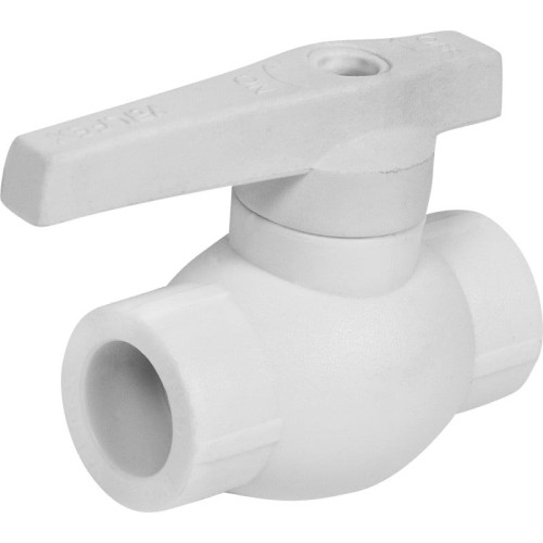 Кран полипропиленовый PP-R запорный прямой стандартнопроходной с внутренней пайкой белый ручка-рычаг Ру 25 VALFEX 50 мм ГОСТ 32415-2013 в Москве