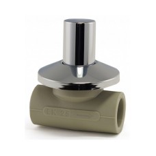 Кран полипропиленовый PP-R запорный прямой стандартнопроходной с внутренней пайкой серый ручка-вентиль Ру 10 Wavin Ekoplastik 20 мм ГОСТ 32415-2013