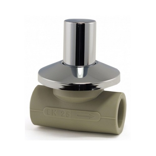 Кран полипропиленовый PP-R запорный прямой стандартнопроходной с внутренней пайкой серый ручка-вентиль Ру 10 Wavin Ekoplastik 20 мм ГОСТ 32415-2013 в Москве