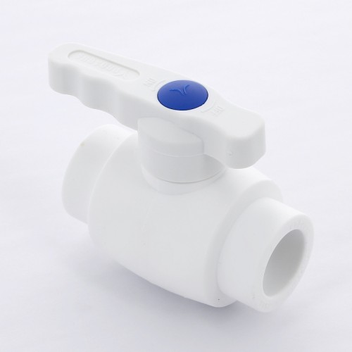 Кран полипропиленовый PP-R запорный прямой стандартнопроходной с внутренней пайкой белый ручка-рычаг Ру 25 VALFEX 25 мм ГОСТ 32415-2013 в Москве