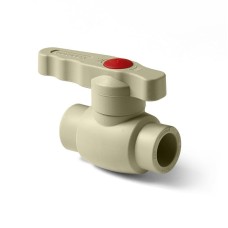 Кран полипропиленовый PP-R запорный прямой стандартнопроходной с внутренней пайкой серый ручка-рычаг Ру 10 Wavin Ekoplastik 32 мм ГОСТ 32415-2013