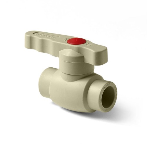 Кран полипропиленовый PP-R запорный прямой стандартнопроходной с внутренней пайкой серый ручка-рычаг Ру 10 Wavin Ekoplastik 40 мм ГОСТ 32415-2013 в Москве