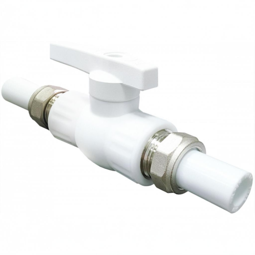 Кран полипропиленовый PP-R запорный прямой полнопроходной с внутренней пайкой белый ручка-рычаг Ру 25 VALFEX 20 мм ГОСТ 32415-2013 в Москве