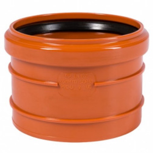 Муфта НПВХ (ПВХ) насадная Дн 110 безнапорная коричневая в/к п/клей Ostendorf KGAM в Москве