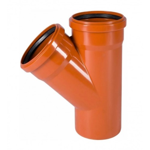 Тройник НПВХ (ПВХ) с раструбом Дн 160-160 45гр коричневый безнапорный в/к Агригазполимер в Москве