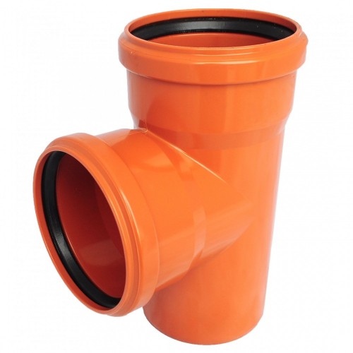 Тройник НПВХ (ПВХ) с раструбом Дн 110-110 87гр коричневый безнапорный в/к Агригазполимер в Москве