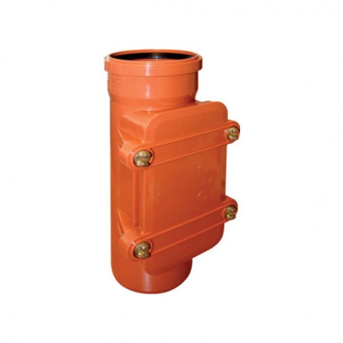 Ревизия НПВХ (ПВХ) с раструбом Дн 200 коричневая безнапорная в комплекте с крышкой Ostendorf KGRE в Москве
