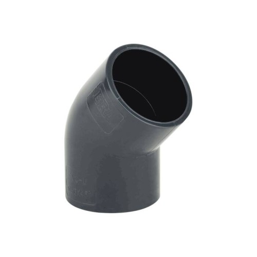Отвод ПВХ клеевой Дн 75 45гр Ру-16 серый напорный Aquaviva в Москве