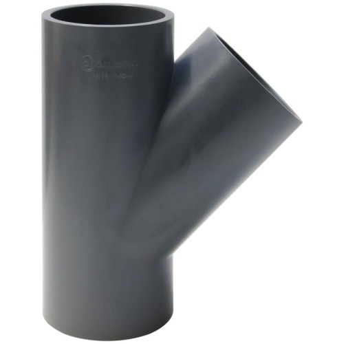 Тройник ПВХ клеевой Дн 110 45гр Ру-16 серый напорный Aquaviva в Москве