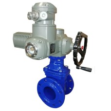 Задвижка чугунная фланцевая с электроприводом AUMA SA10.2 380В и обрезиненным клином KR12 100 мм